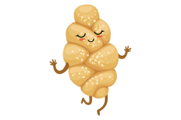 Challah Cartoon Bakery Mascot: A Funny Bread Design for Real Embroidery Projects