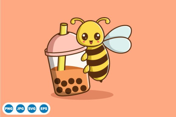 Cute Bee Boba Tea: A Sweet Embroidery Design for Playful Projects